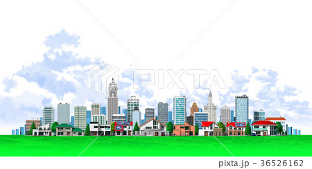 町並み 町 入道雲 透明のイラスト素材 町並み 町 入道雲 透明のイラスト素材