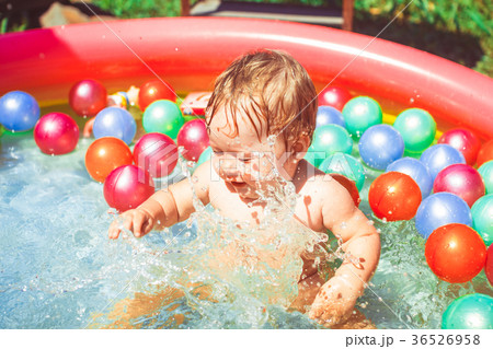 the child in the outdoor pool 36526958