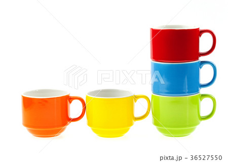 colorful coffee cups isolated on white background. colorful coffee cups isolated on white background. 36527550