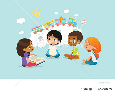 Cute little girl holding book and telling story to Cute little girl holding book and telling story to 36528079