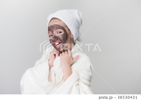 Happy nice child is expressing gladness at spa 36530431