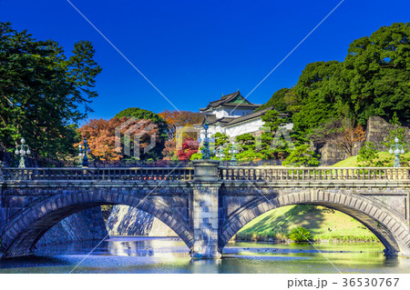 皇居外苑の二重橋 正門石橋 の写真素材