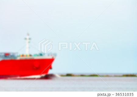 Red cargo ship - blurred image 36531035