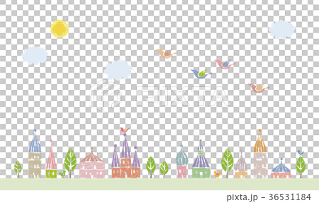 とんがり屋根のメルヘンちっくなかわいい街並み 36531184