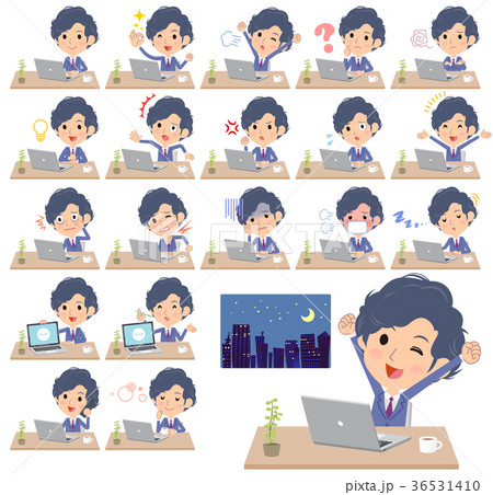 navy blue suit perm hair men_desk work navy blue suit perm hair men_desk work 36531410