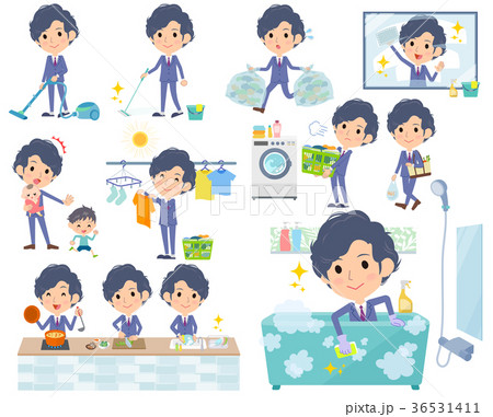 navy blue suit perm hair men_housekeeping navy blue suit perm hair men_housekeeping 36531411