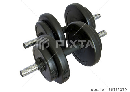 Two dumbbells isolated on white background 36535039