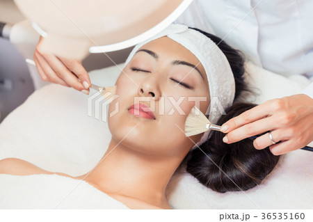 Close-up of the face of a beautiful woman relaxing Close-up of the face of a beautiful woman relaxing 36535160