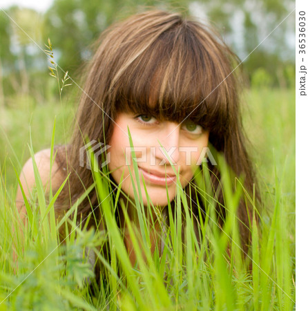 woman on grass woman on grass 36536030