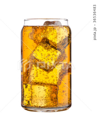 Glass of energy carbonated soda drink with ice Glass of energy carbonated soda drink with ice 36536483