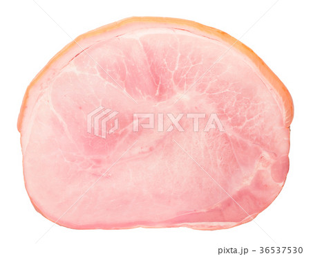tasty delicious pork ham slice isolated on white 36537530