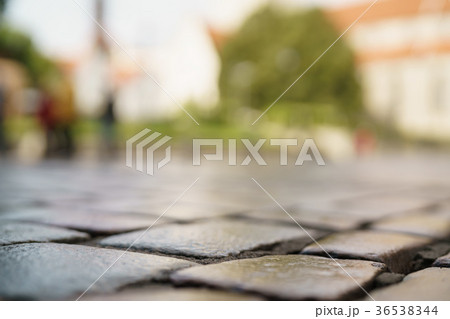 low angle shot of wet old pavement in Tallinn low angle shot of wet old pavement in Tallinn 36538344