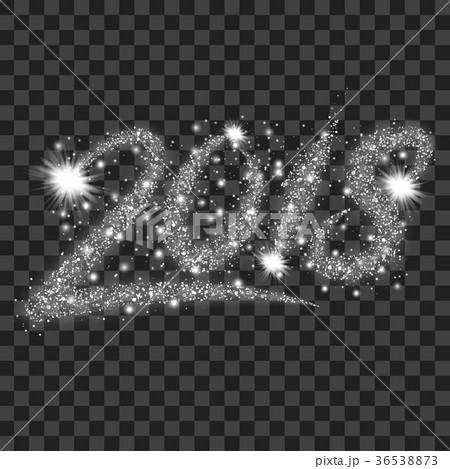 Silver particles wave in form of 2018 digits 36538873