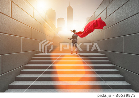 Businessman superhero pressing virtual buttons on Businessman superhero pressing virtual buttons on 36539975