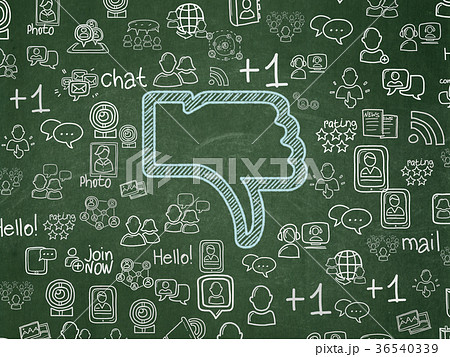 Social network concept: Thumb Down on School board Social network concept: Thumb Down on School board 36540339