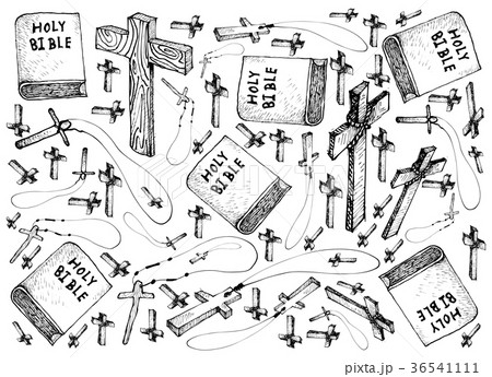 Holy Bible with Wooden Cross Background 36541111