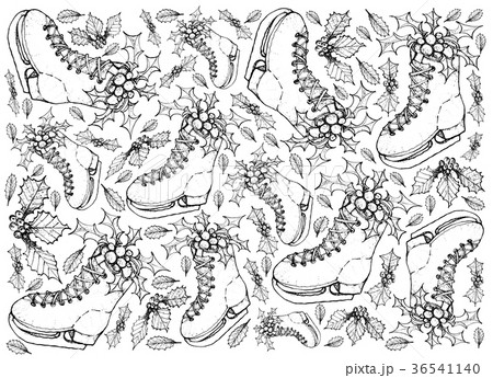 Hand Drawn of Christmas Skates on White Background Hand Drawn of Christmas Skates on White Background 36541140