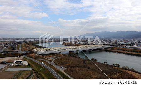 空撮 九州道久留米の筑後川大橋(2017年12月撮影) 空撮 九州道久留米の筑後川大橋(2017年12月撮影) 36541719