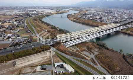 空撮 九州道久留米の筑後川大橋(2017年12月撮影) 空撮 九州道久留米の筑後川大橋(2017年12月撮影) 36541724