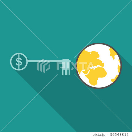 world and key on background in flat style withのイラスト素材 [36543312] - PIXTA