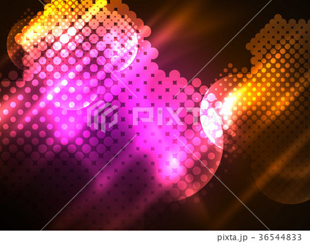 Shiny neon glowing circles, dot particles 36544833