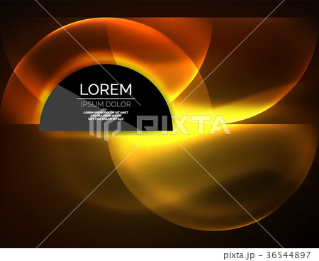 Neon glowing glass transparent circles, background 36544897