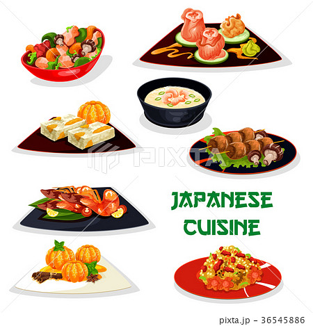 Japanese restaurant dinner icon of asian cuisine 36545886