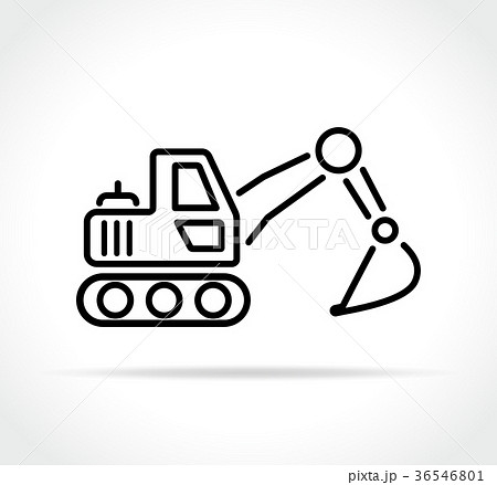 Excavator Icon On White Backgroundのイラスト素材