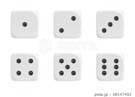3d rendering of a set of six white dice in front 3d rendering of a set of six white dice in front 36547402