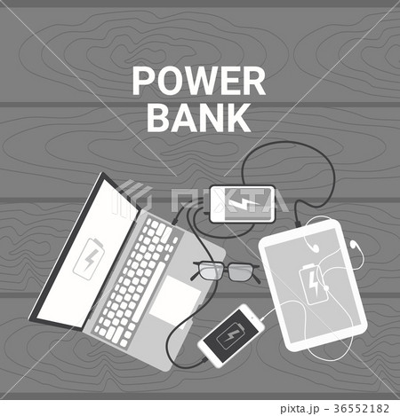 Power Bank Concept Set Of Devices Charging From Power Bank Concept Set Of Devices Charging From 36552182