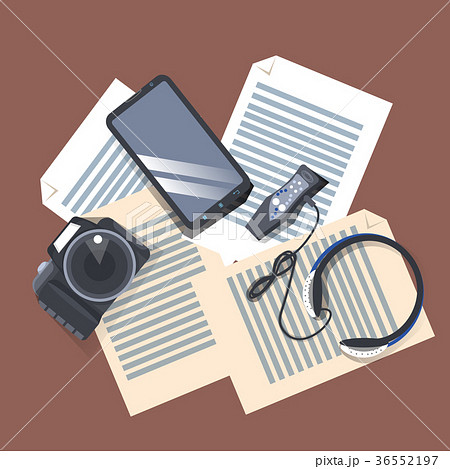 Gadgets On Workplace Top Angle View, Modern Camera Gadgets On Workplace Top Angle View, Modern Camera 36552197