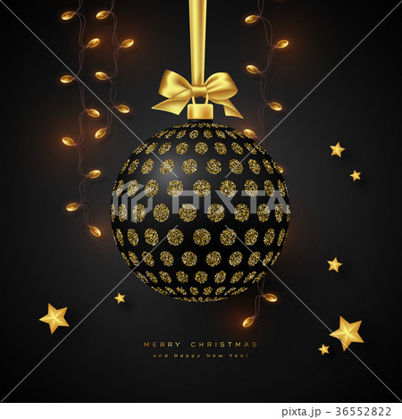 Realistic Christmas black bauble. Realistic Christmas black bauble. 36552822