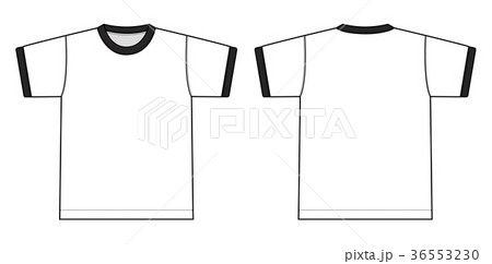 半袖リンガーtシャツ イラスト ホワイトxブラック のイラスト素材