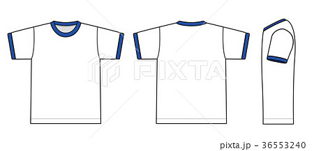 半袖リンガーtシャツ イラスト ホワイトxブルー 横からのイラスト