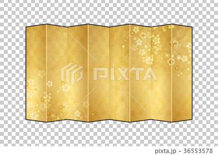 Gold screen style cherry blossom 36553578
