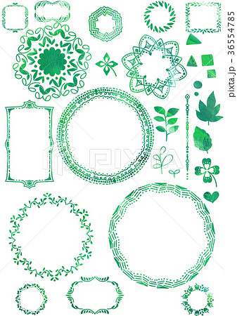 フリーハンドフレーム 緑のイラスト素材