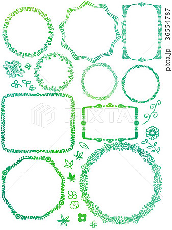 フリーハンドフレーム 花と草と音符のイラスト素材 36554787 Pixta