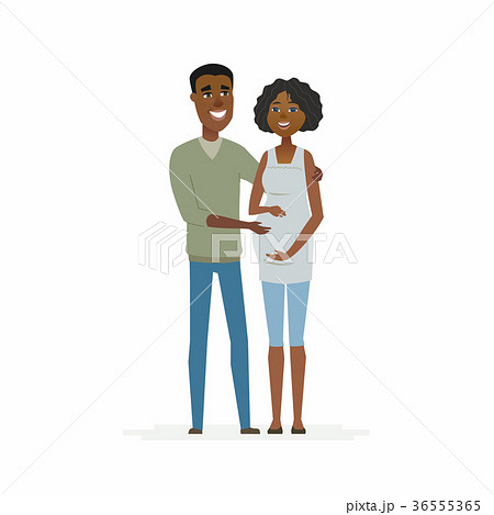 African couple expecting a baby - cartoon people 36555365