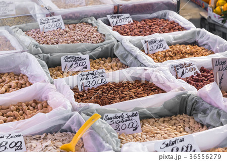 Many different colorful spices, nuts, dried fruits 36556279