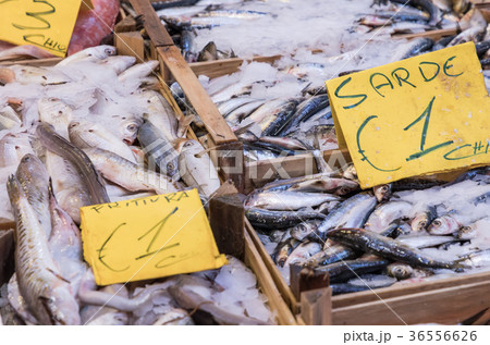 Colorful choice of fish at traditional market 36556626