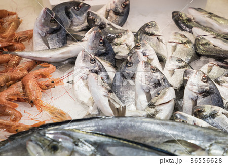 Colorful choice of fish at traditional market Colorful choice of fish at traditional market 36556628