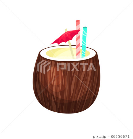 Exotic coconut cocktail cartoon vector 36556671