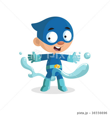 Cute funny superhero boy character in a blue Cute funny superhero boy character in a blue 36556696