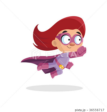 Cute funny superhero girl character in a purple 36556717