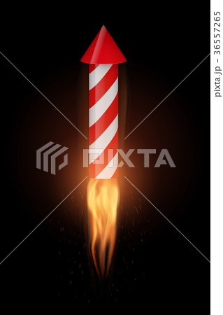 Firework rocket with flame flies up Firework rocket with flame flies up 36557265