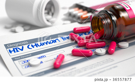 HIV - Wording in Differential Diagnoses. 3D Render 36557877