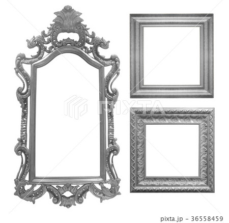 Set of gray vintage frame isolated on white Set of gray vintage frame isolated on white 36558459