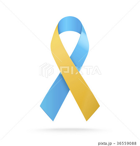 World Down Syndrome Day. Blue and yellow ribbon 36559088