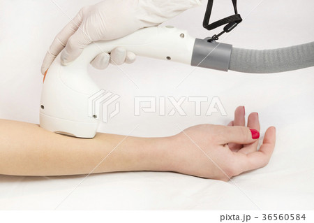 The process of laser depilation of female limbs in The process of laser depilation of female limbs in 36560584