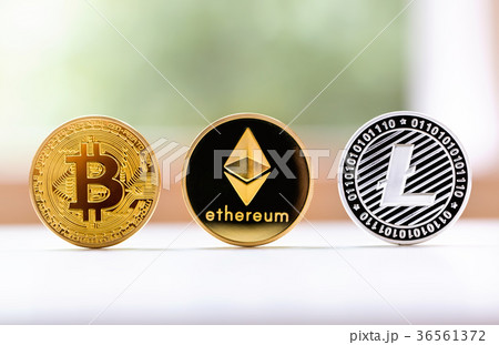 Bitcoin, ethereum and litecoin coins Bitcoin, ethereum and litecoin coins 36561372